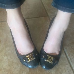 Tory Burch pebbled leather wedge pumps